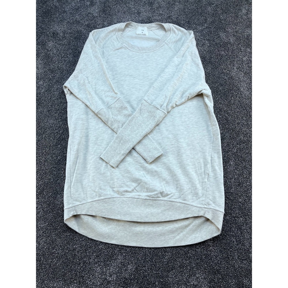 T.la Anthropology Womens XS Cream Pull Over‎ Crew Neck Sweatshirt, Long, Ribbed